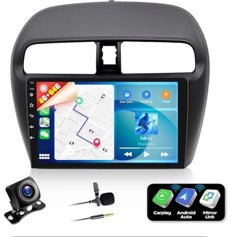 Android 13 4G+46G Autoradio pour Mitsubishi Mirage 6 2012-2018 avec Carplay sans Fil Android Auto, 9 Pouces Écran Tactile Auto Radio Voiture avec Bluetooth GPS WiFi Mirror Link FM/RDS EQ SWC