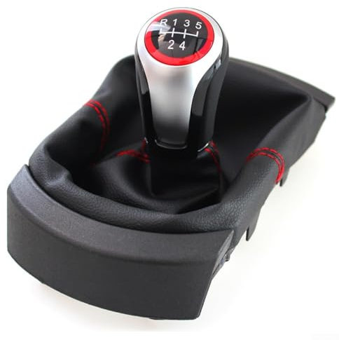 MeevrgR Passgenauer Schaltknauf mit Halterung für Seat Ibiza 2002 2010, stilvolles schwarzes Lederdesign