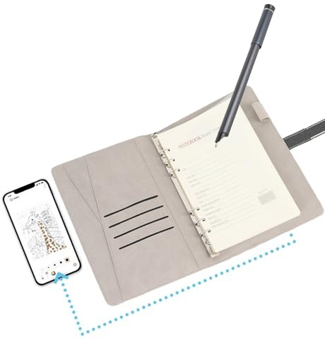 3 su 1 Set di Scrittura di Penna Intelligente Digitale, Penne Intelligenti e Notebook per L'assunzione di Note, Convertire in Testo, Archiviare e Condividere Note di Carta, (BLACK)