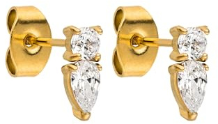Purelei Eternal Flame Ohrstecker – Glitzernde Zirkonia Ohrringe für Damen – Edelstahl 18K vergoldet – 3 x 8 mm – Perfekt für Curated Ear Looks – Gold/Silber/Roségold (Gold)