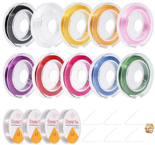14 volumi Filo Elastico per Braccialetti, 11 Colori Filo per Braccialetti E Strumenti, 0.8 mm Filo per Collane Fili Cordoncino per Braccialetti Fare Gioielli DIY Bracciale Artigianato Decorazioni
