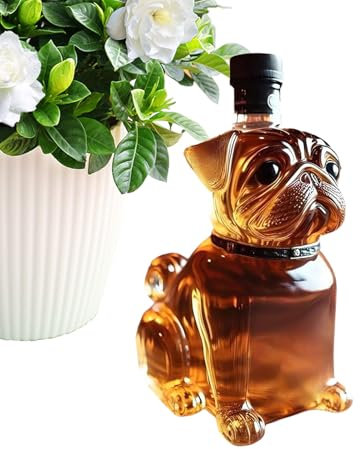Whiskey Bottle,Bulldog Shape Empty Liquor Bottle - 300ml Decorative Decanter, Wine Container Dispenser for Restaurant Dining Room Birthday Father Husband Friends