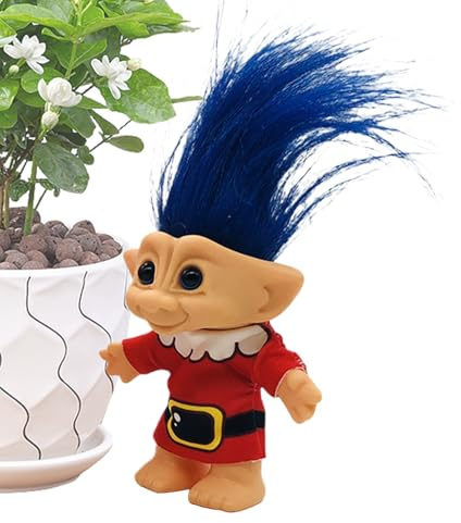 Generico Troll-Puppe, Vintage-Puppen, Weihnachten, Retro-Dekoration für Schreibtisch, Sammlerstück und lustige Idee für Schlafzimmer und Wohnzimmer, Erwachsene und Kinder