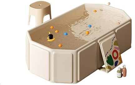 Bañera plegable para interiores, bañera de verano, piscina de verano, bañera larga y gruesa para bebé (blanco)