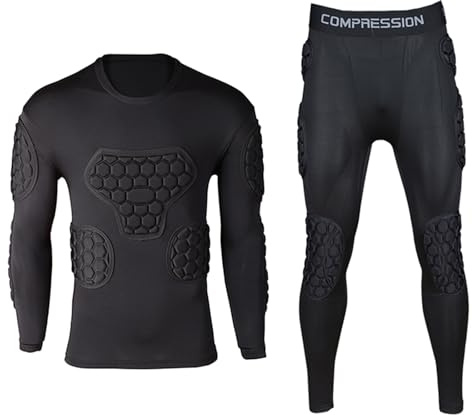 Generisch Torwart Hose mit Knieschoner und Ellbogenschoner Trikot Trainingsset Fußball Torwart Ausrüstung mit Polsterung Profi Schutzkleidung Komplettset