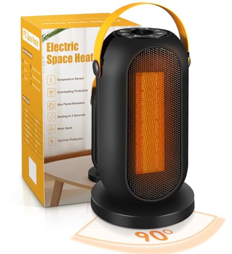 Space Heater Portable, Electric Fast Heating Thermostat, 90° Oscillating Personal Mini Heater Fan with Overheat & Tip-Over Protection for Home Office