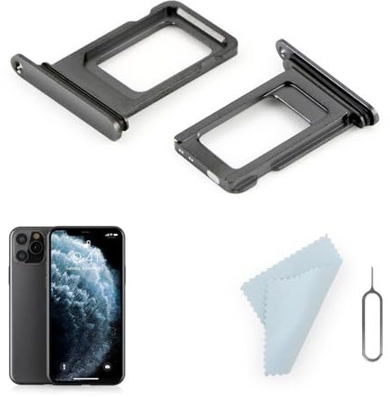 2PCS SIM Card Tray for iPhone 11 Pro A2215, A2160, A2217 SIM Card Slot Holder Replacement for iPhone 11 Pro Max A2218, A2161, A2220 with Open Eject Pin(Black)