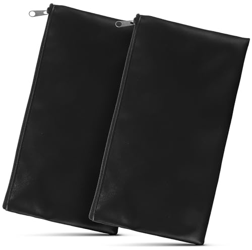 SECFOU Lot de 2 Pochettes Budget en Cuir Pu, Poche à Fermeture Éclair pour Billets et Monnaie, Rangement Simple pour Shopping et Voyage