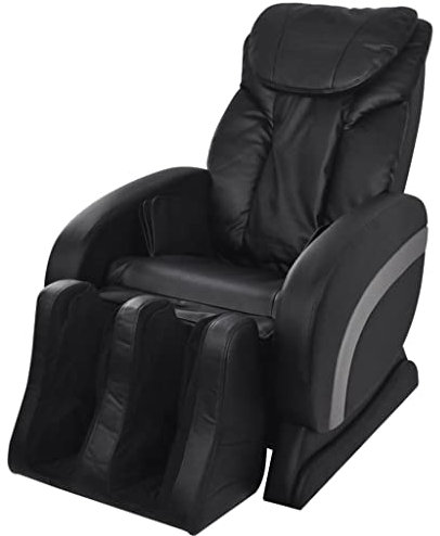 vidaXL Massagesessel, Sessel Verstellbare Rückenlehne Fußstütze, Fernsehsessel Relaxsessel mit Liegefunktion, Liegesessel Polstersessel Ruhesessel, Schwarz Kunstleder