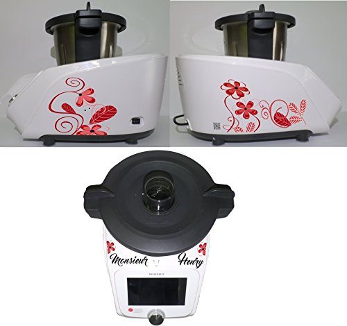 Aufkleber passend für Monsieur Cuisine Connect Blumenranken rot