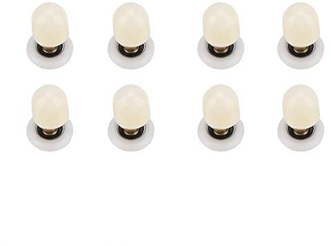 8pcs Shower Door Rollers, Brass ABS Sliding Door Wheel Kit Bathroom Runners Toilet Door Pulleys Accessory Hardware Tool (27mm)