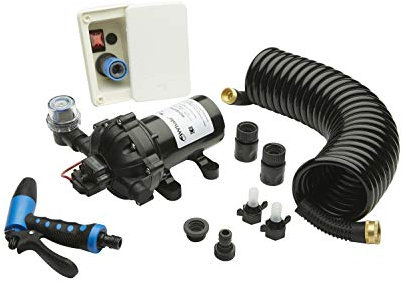 Whale WD4517E High-Pressure Wash Down Elite Pump Kit, 4.5 Gal./Min., 70 PSI, 12V Pump, Deck Fitting, 25-Ft. Hose and Trigger