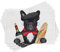 ABAKUHAUS Bulldogge Platzmatten, Französischer Hund in einem Hut mit Rotwein und Baguette Brot Gourmet Parisienne Animal, Waschbare Stoff Esszimmer Küche Tischdekorations Digitaldruck, Schwarz Rot