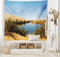 ABAKUHAUS Wüste Wandteppich und Tagesdecke, Idyllische Oasis Awbari aus Weiches Mikrofaser Stoff Waschbar ohne Verblassen Digitaldruck, 230 x 140 cm, Sandbraun Blassblau