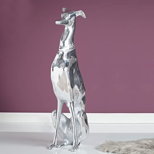 cagü Design Deko Skulptur Windhund Galgo Español Silber poliertes Aluminium 70cm Höhe Designklassiker