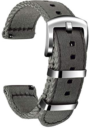 ULLCHRO Unisex Nylon Armband mit Edelstahl Silberne Schnalle (22mm, Grau)