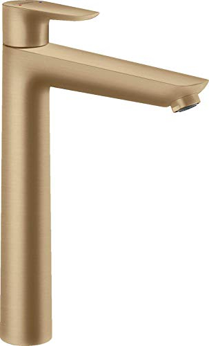 hansgrohe Talis E - Waschtischarmatur mit Zugstangen-Ablauf, Wasserhahn Bad mit Auslauf Höhe 234 mm, Mischbatterie Waschbecken wassersparend (EcoSmart), Brushed Bronze, 71716140