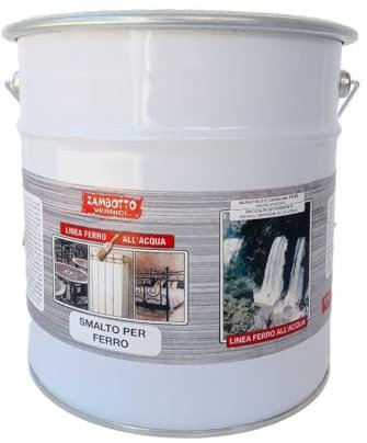 ZAMBOTTO VERNICI Smalto Per Ferro All'acqua SATINATO Per Interni Ed Esterni Da 0,75 A 5 Litri (RAL 1013 - Bianco perla 2223, 2,5L)