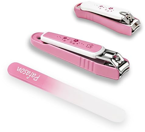 PAFASON Nail Clipper Set Glass Nail File Fingernail and Toenail Cutter | Stainless Steel Rust-proof Ergonomic Design Sturdy Anti Splash Nail Catcher Tempered Glass Nail File for Men and Women