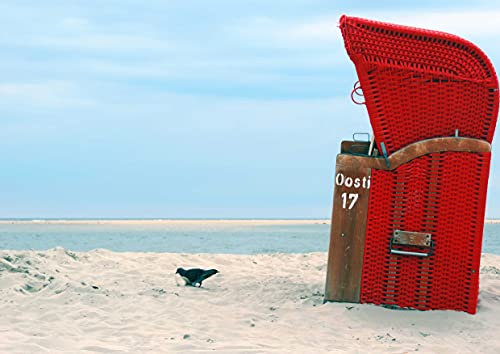 hansepuzzle 96858 - Strandkorb Puzzle 260 Teile | Reisen Puzzle mit hochwertiger Puzzle Aufbewahrung: Kartonbox und wiederverschließbarem Beutel | Puzzle-Maße: 41 x 28,7 cm