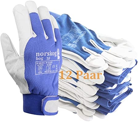 norskog BOG Arbeitshandschuhe Lederhandschuhe für Herren Handschuhe Schutzhandschuhe Gartenhandschuhe Montagehandschuhe Bauhandschuhe Lagerhaus Garten Baustelle LKW-Fahrer Heimwerker 12 Paare Gr. 7