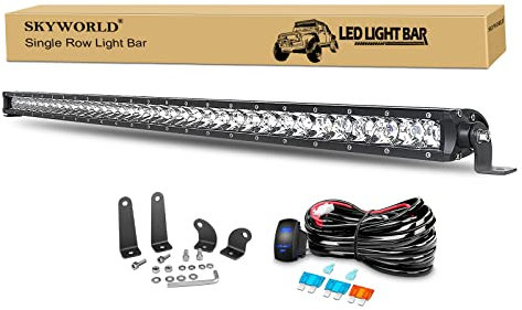 SKYWORLD LED Arbeitsscheinwerfer Bar, 37 93cm 180W Spot Einreihig Zusatzscheinwerfer 12V 24V Led Scheinwerfer Traktor Wasserdicht Strahler mit Rocker Kabelbaum für Auto Boot LKW fahren SUV 4x4 4WD