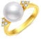 YDD 9carat Gold Perlenringe für Damen, reines Gelbgold Hochzeitsband Jahrestag Ring für Sie 8,5 mm Süßwasserperlen Ringe Geschenk 50-60 (Perlenringe 2, 54)