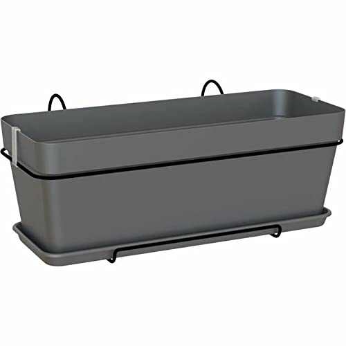 Artevasi - Juego de Maceta Capri de 50 cm v2 Antracita 50,2 x 28,5 x 20,7 cm - 1,54 l