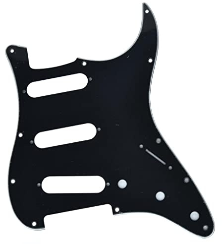 KAISH 11 Hole ST/Strat Style Pickguard SSS Pick Guard for USA/Mexico Stratocaster/Strat Black 3 Ply