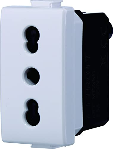 Presa Bipasso Bivalente 2P+T 10/16A, Compatibile Con Bticino Matix (1 Pezzo, Bianco)