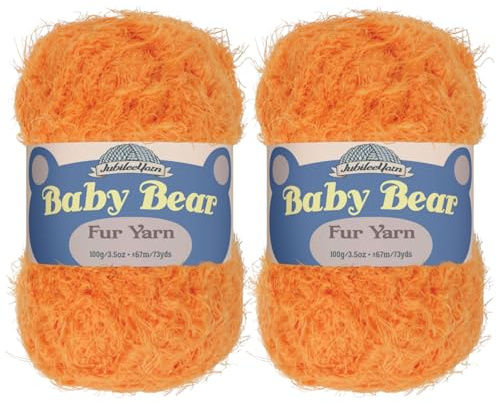 JubileeYarn Baby Bear Yarn - Chunky Weight Polyester Fur - 100g/Skein - Orange Peel - 2 Skeins