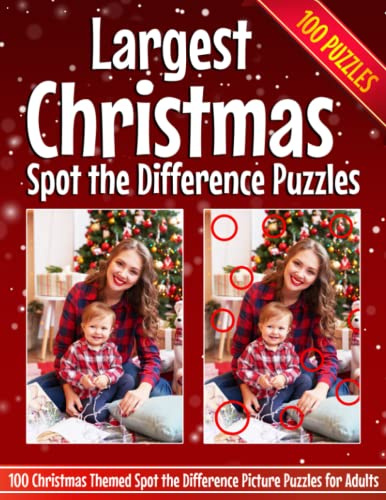 Largest Christmas Spot the Difference Puzzles: 100 Christmas Themed Spot the Difference Picture Puzzles for Adults