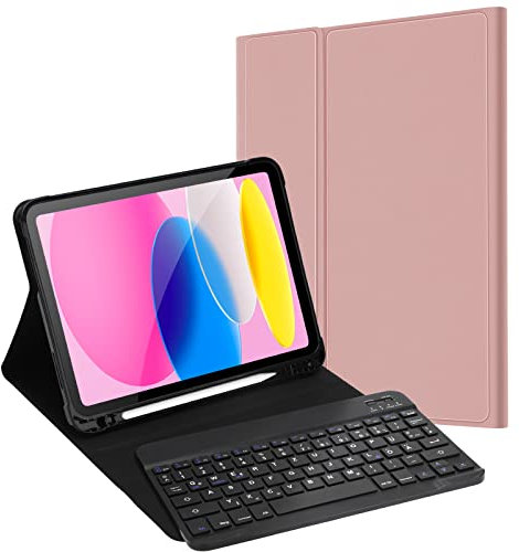 JADEMALL Tastatur Hülle für iPad 10 Generation 2022, Magnetische QWERTZ Bluetooth Tastatur