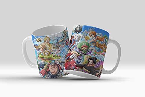 One Piece Taza mejores personajes (Luffy, Chopper Zoro, Nico Robin, Shanks, Usopp, Nami, Franky) - Taza Serie Anime One Piece (Capacidad de 355ml)