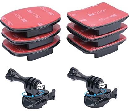 YHTSPORT Adhesive Mount Kit for GoPro, 3M Sticky Pads, Helmet & Curved Attachments, Quick Release Buckle