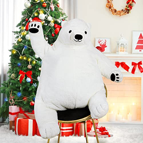 SNOWOLF Riesen Simulation 100cm Bär Spielzeug Gefüllte Tier Plüsch Puppe Riesige Kuschel Teddybär für Home Dekoration Valentinstag Geburtstagsgeschenk (100cm, weiß)