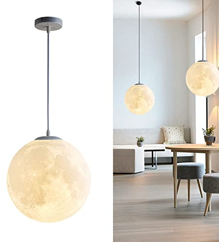 Moderne Mond Pendelleuchte E27 Einfache Hängelampe Kinderzimmer Globus Kronleuchter Pendelleuchte für Wohnzimmer Schlafzimmer Küche Restaurant (15cm)