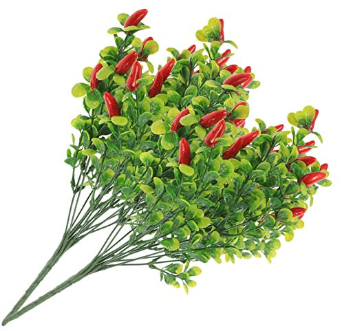KICHOUSE 2 Stück Requisiten Center Vase Zweig Chili Vasen Mit Dekorationsdekoren Künstlichen Bauernhausblättern Dekor Pfeffer Gefälschte Dekorative Zuhause Weihnachten Hochzeit Pflanzen