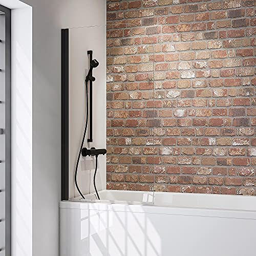 Schulte pare-baignoire MESURE À PERSONALISER l.35-90 x h.100-140 cm, noir, 1 volet, paroi de baignoire mobile réversible 180° contre le mur, verre de sécurité 5 mm transparent