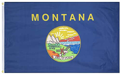 MUWO Flagge America Edition 90 x 150 cm, doppelseitige Gartenflagge, wetterfeste Fanflagge, Fußballflagge Polyester der 50 Vereinigten Staaten, USA-Bundesstaaten mit Ösen (Montana)