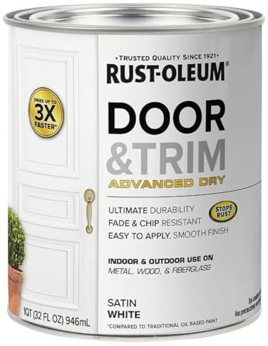 Rust-Oleum 369384 Advanced Dry Door & Trim Paint, Quart, Satin White