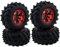 KINGCOO 4Stück 125mm Reifen RC Monster Truck Gummireifen und Kunststoff Felgen Set Kompatibel mit 1/10 RC Crawler Auto für HSP HPI Tamiya Kyosho (6-Speichen Rot)