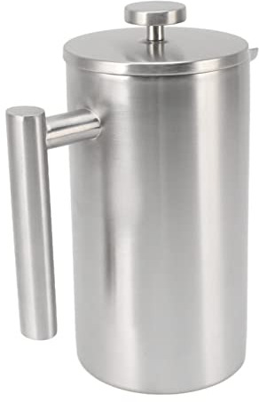 Metal Cafetiere Insulated cafetiere Double Wall Insulated Coffee Press, Rust Proof Stainless Steel French Press Coffee Maker Prevent Corrosion Dishwasher Safe 1L for Camping