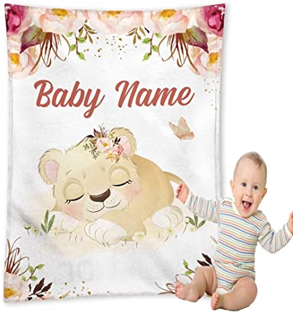 PJLJC personalisierte kuscheldecke Baby Name Decke,Flanell-Decke mit dem Namen und Geburtsdatum Ihres Kindes Geburt jeden kleinen Jungen oder Mädchen