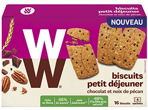 WW Biscuits Petit Déjeuner Chocolat et Noix de Pécan, Riche en fibres, 16 biscuits, 200g, 220277
