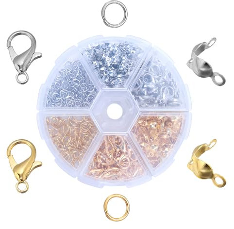 Set di 450 Chiusure a Moschettone per Gioielli Fai da Te - Chiusure per Braccialetti, Ganci per Braccialetti Ganci Chiusure Moschettone con Anellini Aperti - 2 Colori