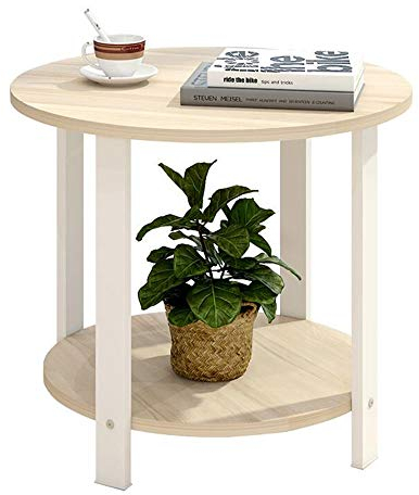 Beistelltisch Wohnzimmer, Beistelltisch mit Stauraum, Nachttisch, nordischer Telefontisch, runder Couchtisch für Schlafzimmer, Wohnzimmer, 4 Farben (Farbe: Ahorn, Größe: 8,89 * 17,