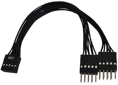 Myazs USB 9 Pin To Double 9Pin Adapter Shielded USB 9Pins To 2x 9 Pin Converter For Motherboard USB Power Extension 17CM USB Cable USB Splitter USB Hub USB Extension Cable USB Converter