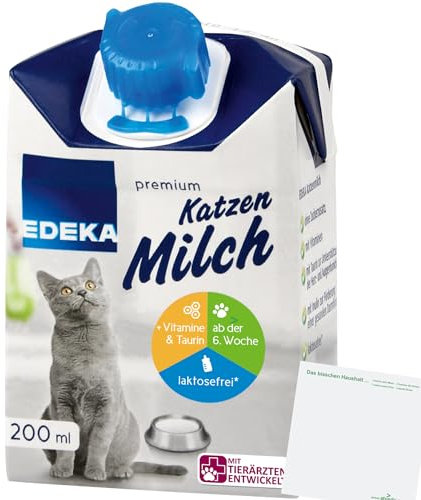 usy Bundle für Edeka Premium Katzenmilch laktosefrei mit Inulin, Vitaminen und Taurin ab der 6 Woche (200ml Packung) + usy Block