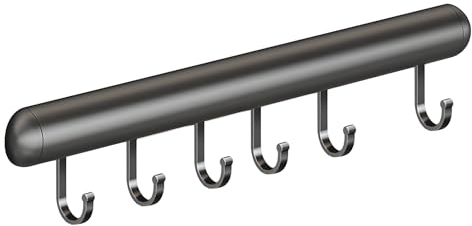 Global-Daily Kitchen Rail with Hooks, Utensils Rack with Sliding Hooks Wall Mounted, Utensil Holder for Pans, Spoons, and Shovels, Self Adhesive (30cm)